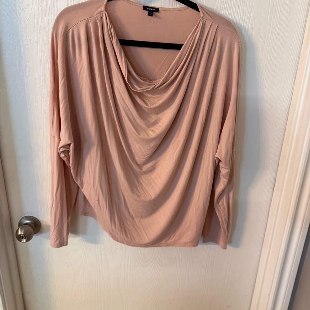 Express Blush Pink Draped Cowl Neck Top